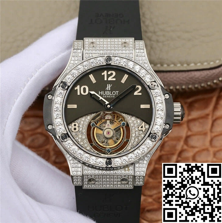 Hublot Big Bang Tourbillon Stainless Steel Diamond Black Dial