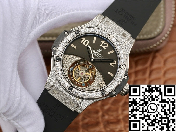 Hublot Big Bang Tourbillon Stainless Steel Diamond Black Dial