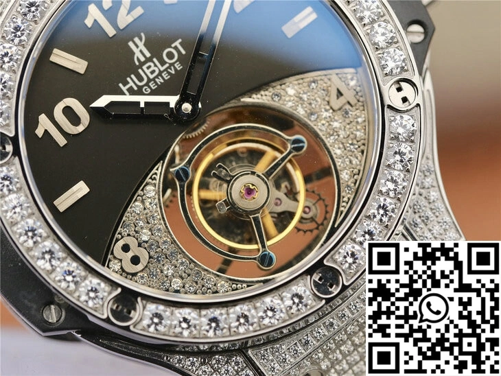 Hublot Big Bang Tourbillon Stainless Steel Diamond Black Dial