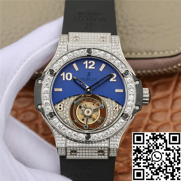 Hublot Big Bang Tourbillon Stainless Steel Diamond Blue Dial