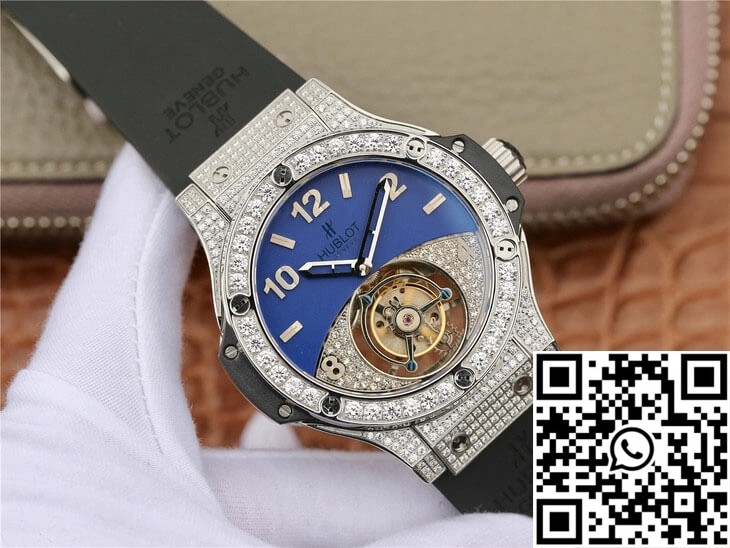 Hublot Big Bang Tourbillon Stainless Steel Diamond Blue Dial