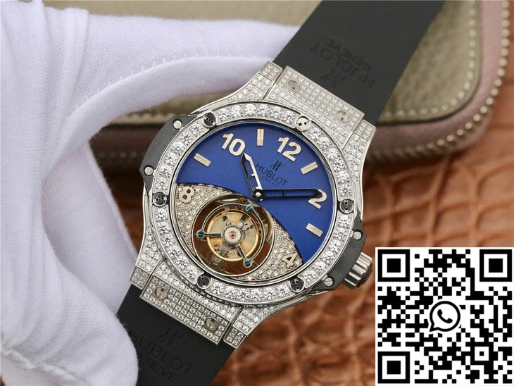 Hublot Big Bang Tourbillon Stainless Steel Diamond Blue Dial