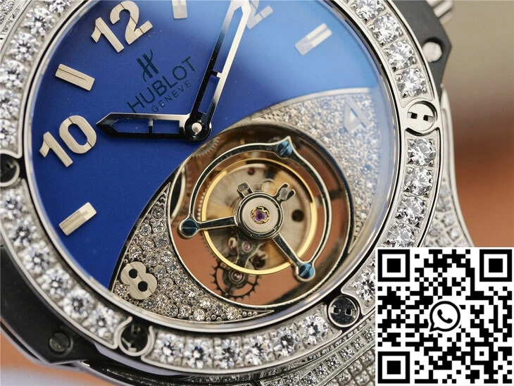 Hublot Big Bang Tourbillon Stainless Steel Diamond Blue Dial