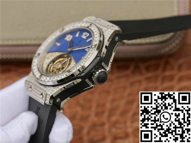 Hublot Big Bang Tourbillon Stainless Steel Diamond Blue Dial
