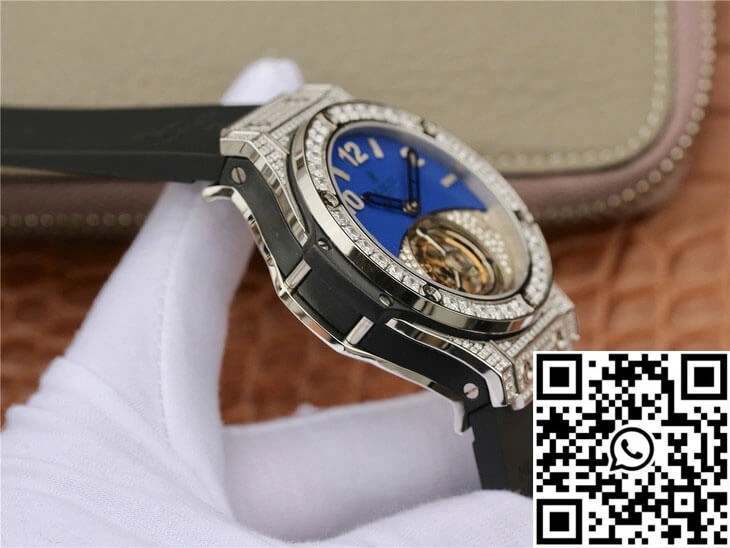 Hublot Big Bang Tourbillon Stainless Steel Diamond Blue Dial