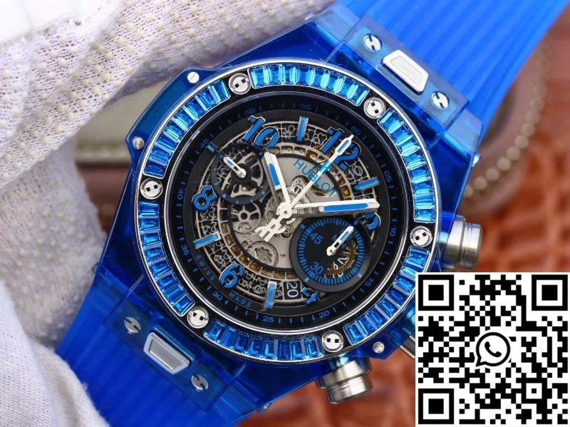 Hublot Big Bang Unico 411.JX.4802.RT Blue Strap Skeleton Dial