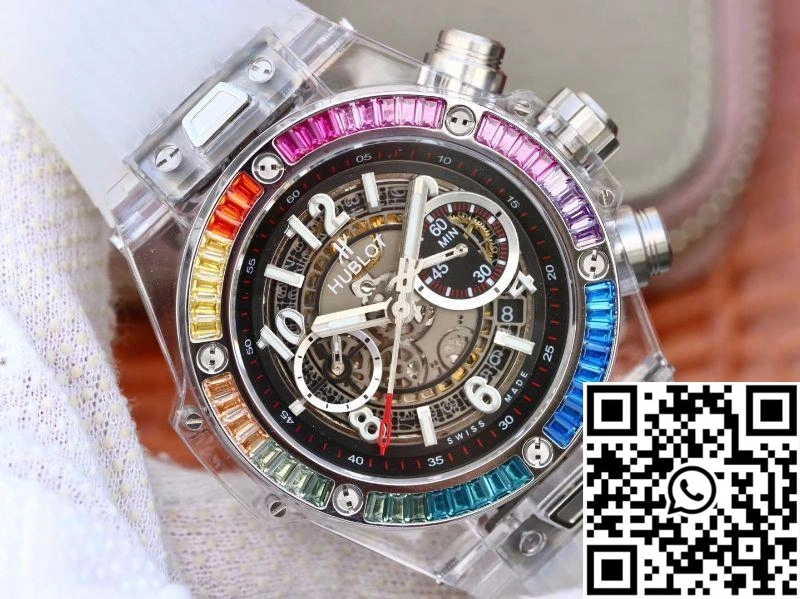 Hublot Big Bang Unico 411.JX.4802.RT Colorful Diamonds Bezel Skeleton Dial