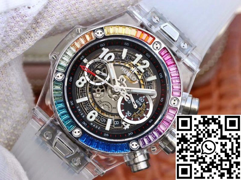 Hublot Big Bang Unico 411.JX.4802.RT Colorful Diamonds Bezel Skeleton Dial