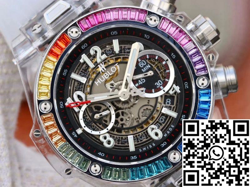Hublot Big Bang Unico 411.JX.4802.RT Colorful Diamonds Bezel Skeleton Dial