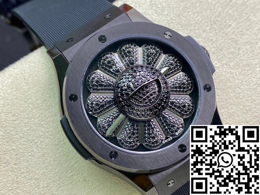 Hublot Classic Fusion Takashi Murakami 507.CX.9000.RX.TAK21 Sunflower Diamond Black Dial