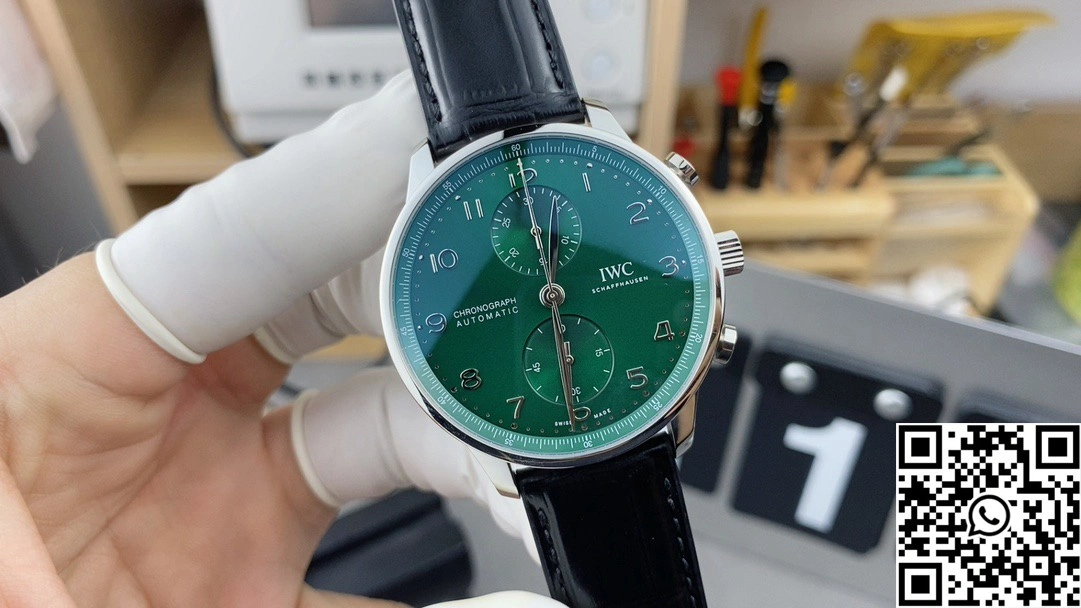 IWC Portugieser IW371615 ZF Factory Leather Band Green Dial