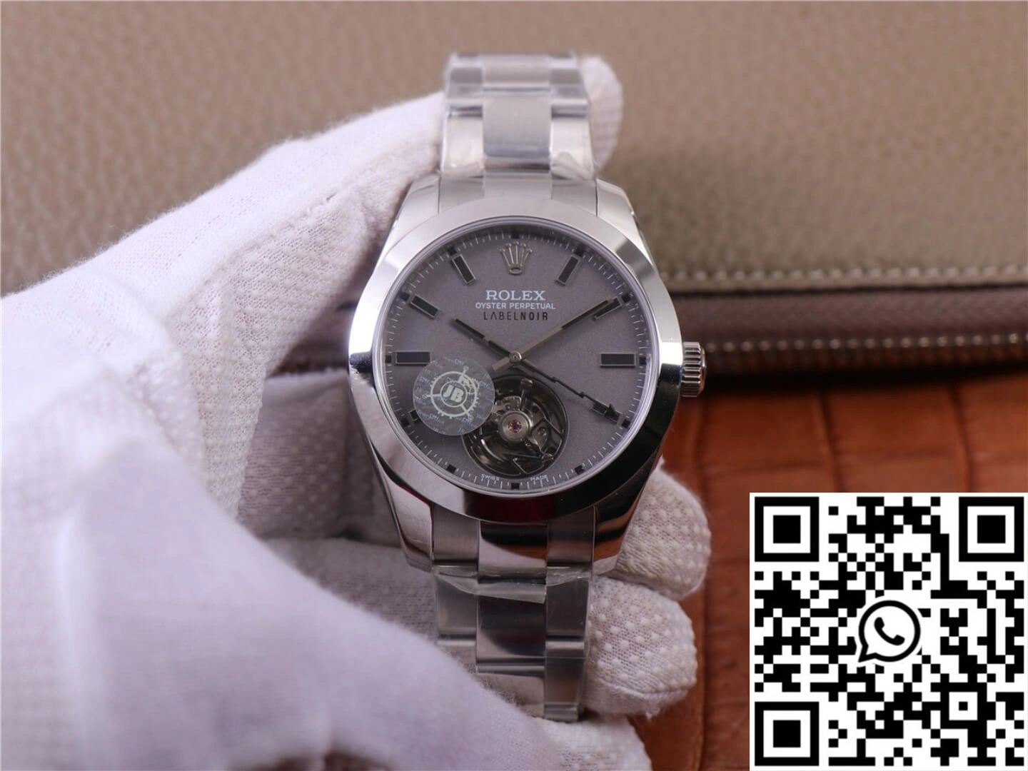 JB Factory Replica Rolex Milgauss Base 116400 Label Noir Design LNT01HS-001 Silver case watch