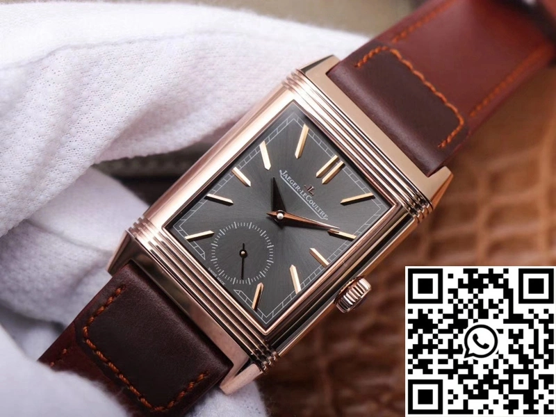 Jaeger LeCoultre Reverso Tribute Double-sided Double Time Zone Flip MG Factory Rose Gold Black Dial