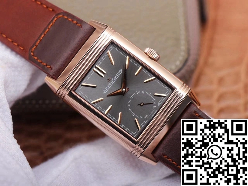 Jaeger LeCoultre Reverso Tribute Double-sided Double Time Zone Flip MG Factory Rose Gold Black Dial