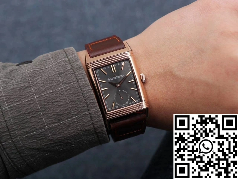Jaeger LeCoultre Reverso Tribute Double-sided Double Time Zone Flip MG Factory Rose Gold Black Dial