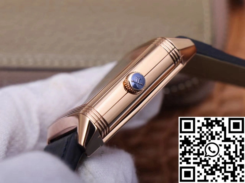 Jaeger LeCoultre Reverso Tribute Double-sided Double Time Zone Flip MG Factory Rose Gold Blue Dial