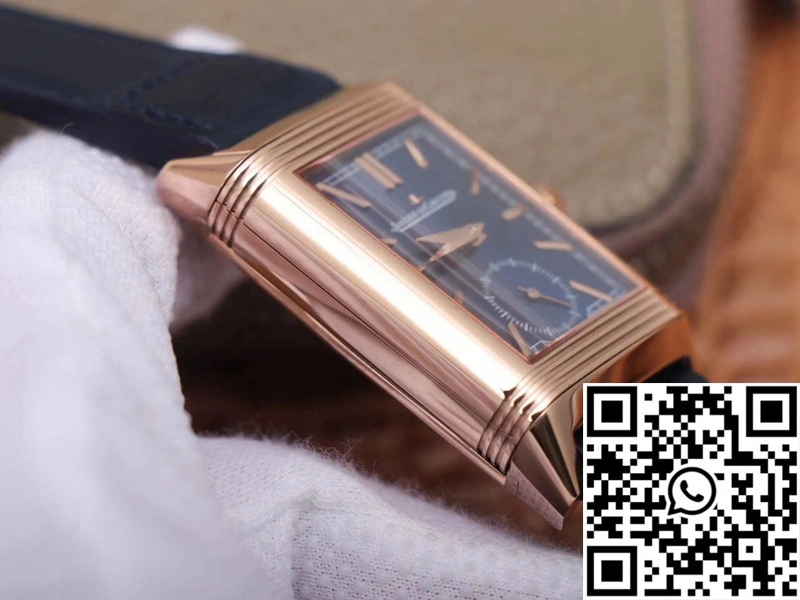 Jaeger LeCoultre Reverso Tribute Double-sided Double Time Zone Flip MG Factory Rose Gold Blue Dial