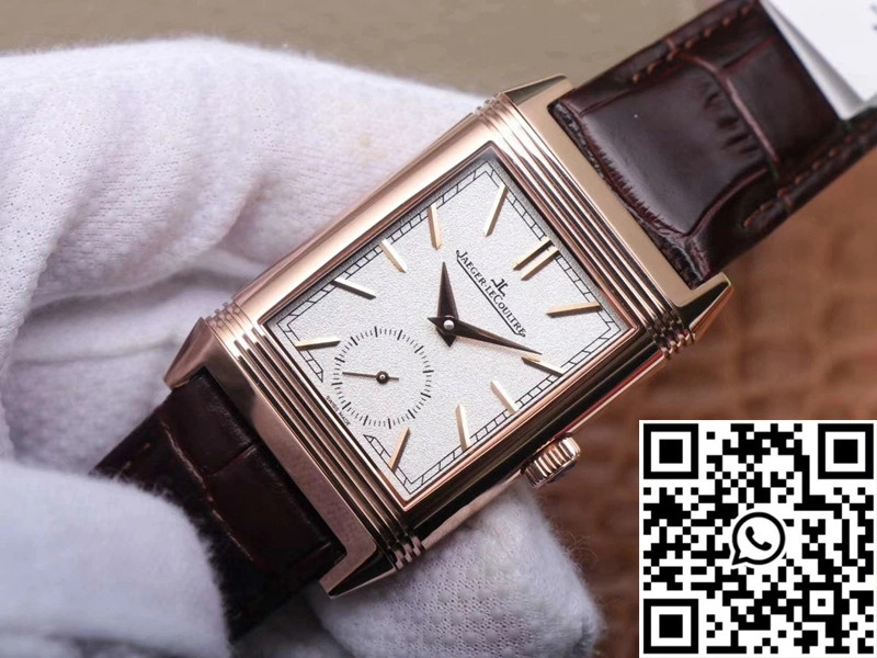 Jaeger LeCoultre Reverso Tribute Double-sided Double Time Zone Flip MG Factory Rose Gold White Dial