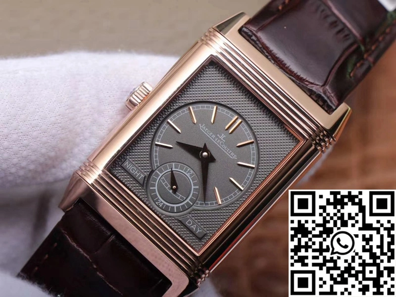 Jaeger LeCoultre Reverso Tribute Double-sided Double Time Zone Flip MG Factory Rose Gold White Dial