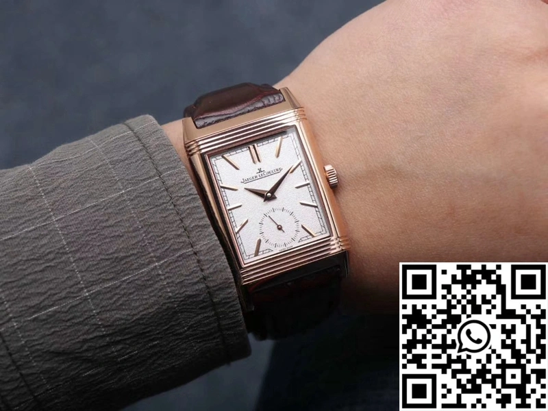 Jaeger LeCoultre Reverso Tribute Double-sided Double Time Zone Flip MG Factory Rose Gold White Dial