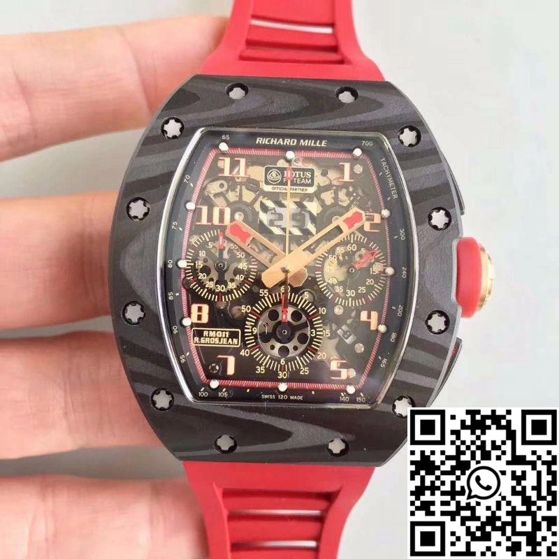 KV Factory Richard Mille RM011 Lotus F1 Team Romain Grosjean Forged Carbon Black Skeleton Dial