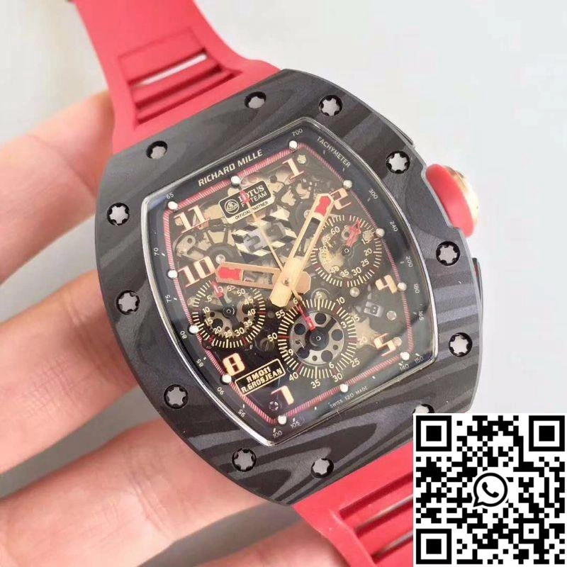 KV Factory Richard Mille RM011 Lotus F1 Team Romain Grosjean Forged Carbon Black Skeleton Dial