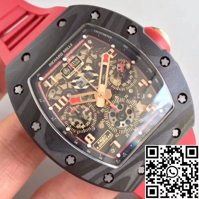 KV Factory Richard Mille RM011 Lotus F1 Team Romain Grosjean Forged Carbon Black Skeleton Dial