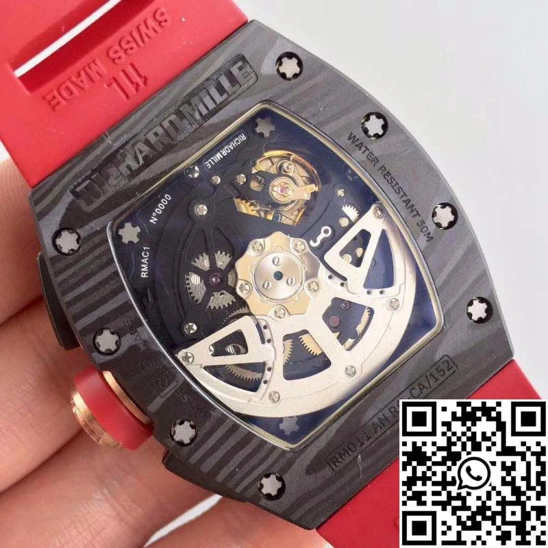 KV Factory Richard Mille RM011 Lotus F1 Team Romain Grosjean Forged Carbon Black Skeleton Dial