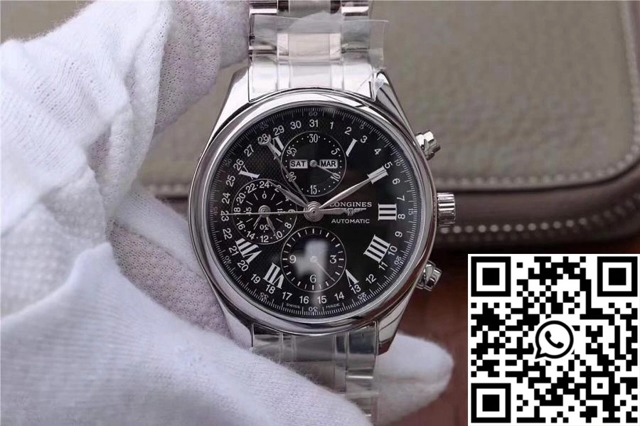 Longines Conquest Classic Chronograph Moonphase Black Dial