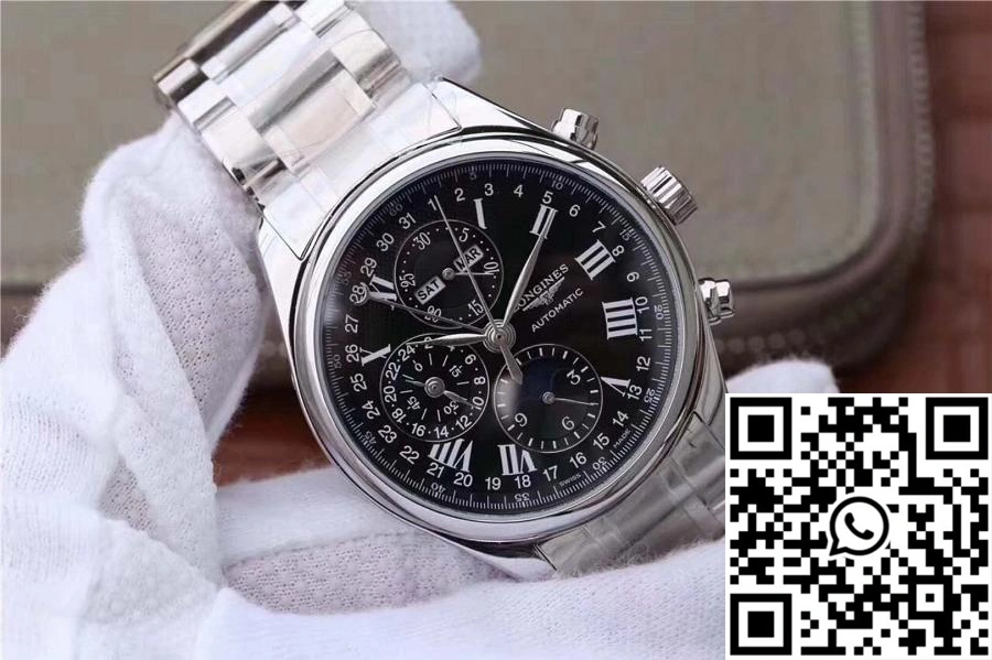 Longines Conquest Classic Chronograph Moonphase Black Dial