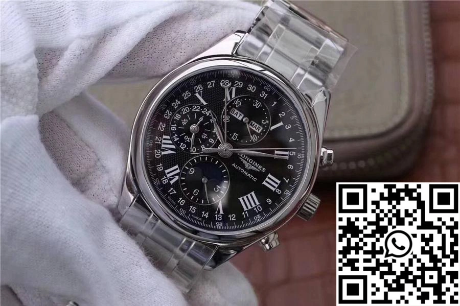 Longines Conquest Classic Chronograph Moonphase Black Dial