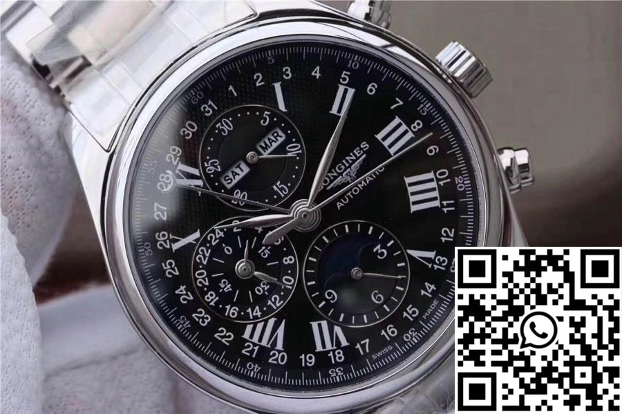 Longines Conquest Classic Chronograph Moonphase Black Dial