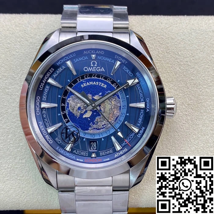 Omega Seamaster Aqua Terra GMT Worldtimer 220.10.43.22.03.001 VS Factory Blue Dial