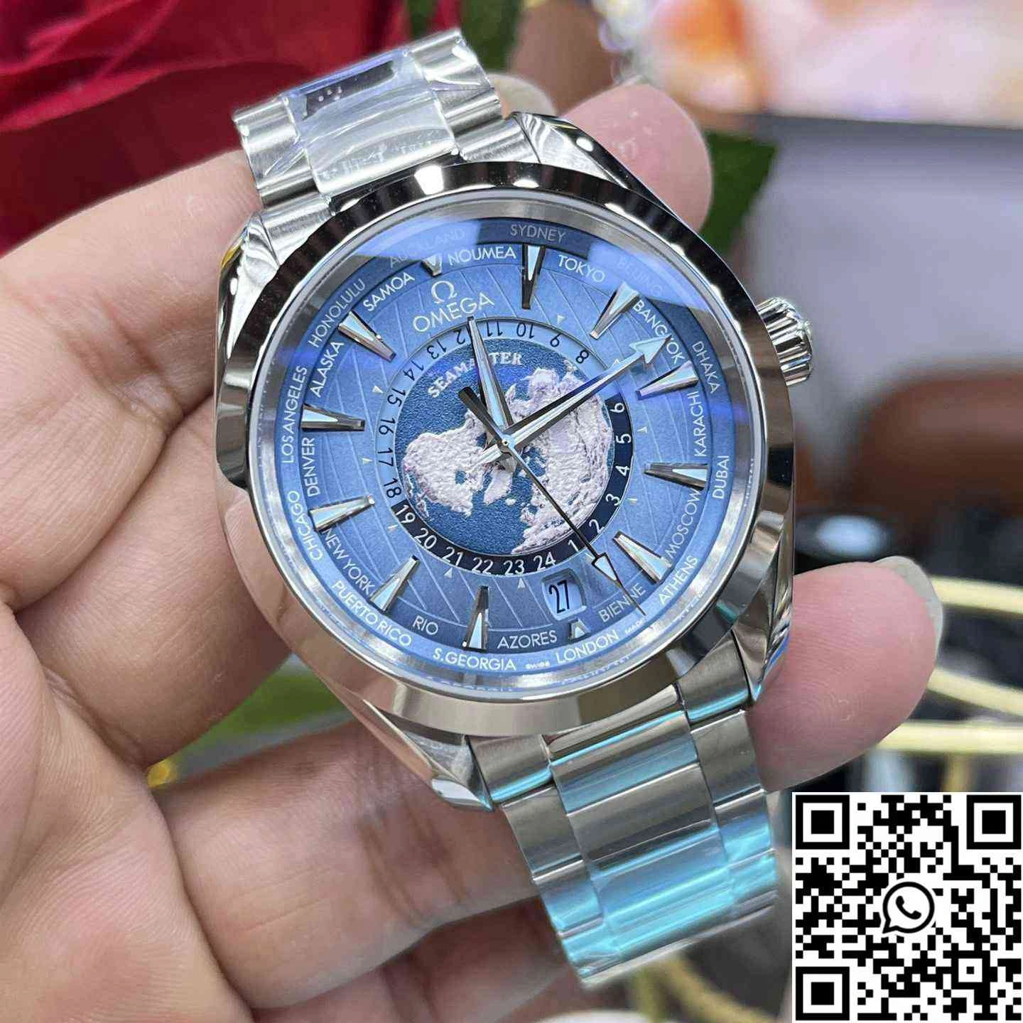 Omega Seamaster Aqua Terra GMT Worldtimer 220.10.43.22.03.001 VS Factory Light Blue Dial