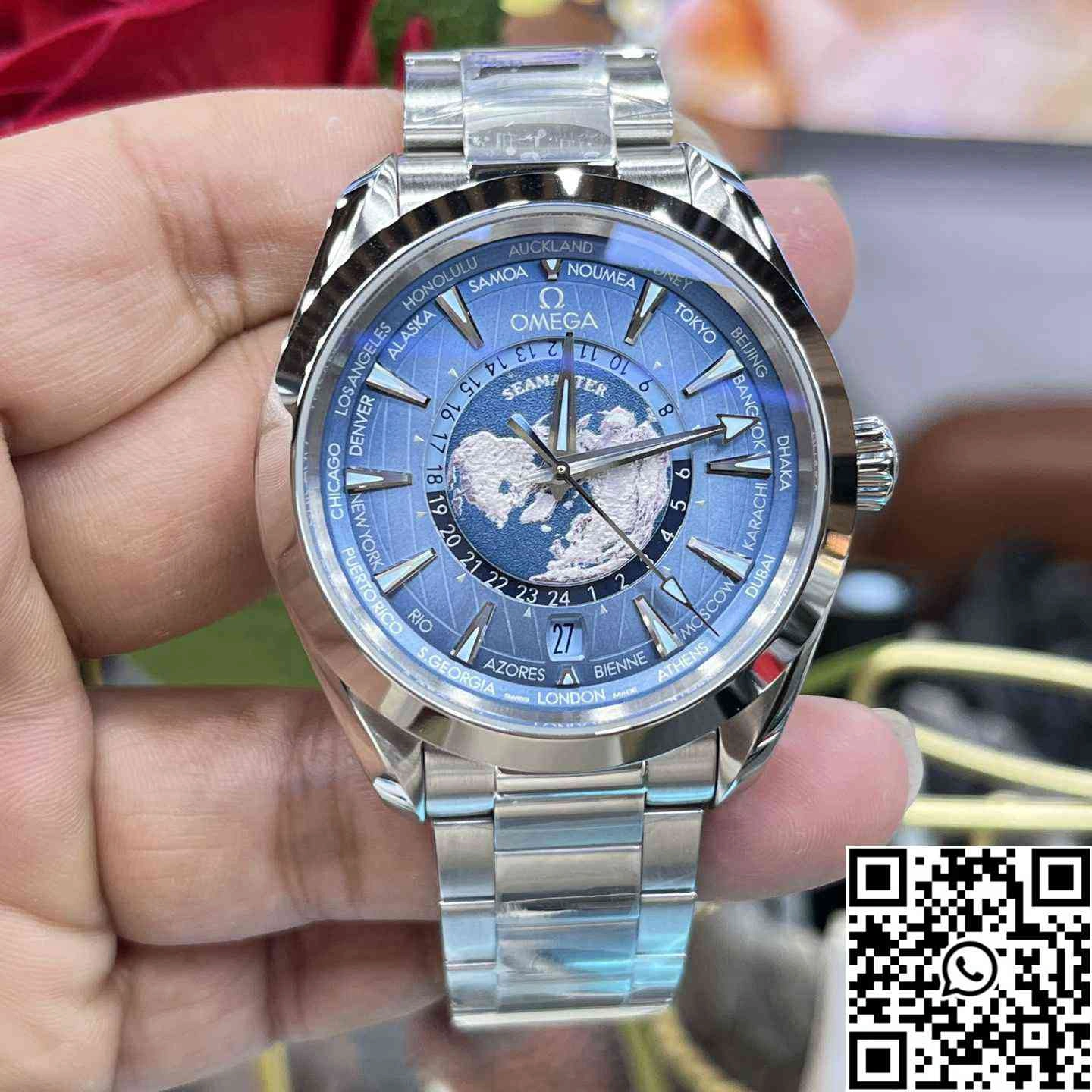 Omega Seamaster Aqua Terra GMT Worldtimer 220.10.43.22.03.001 VS Factory Light Blue Dial