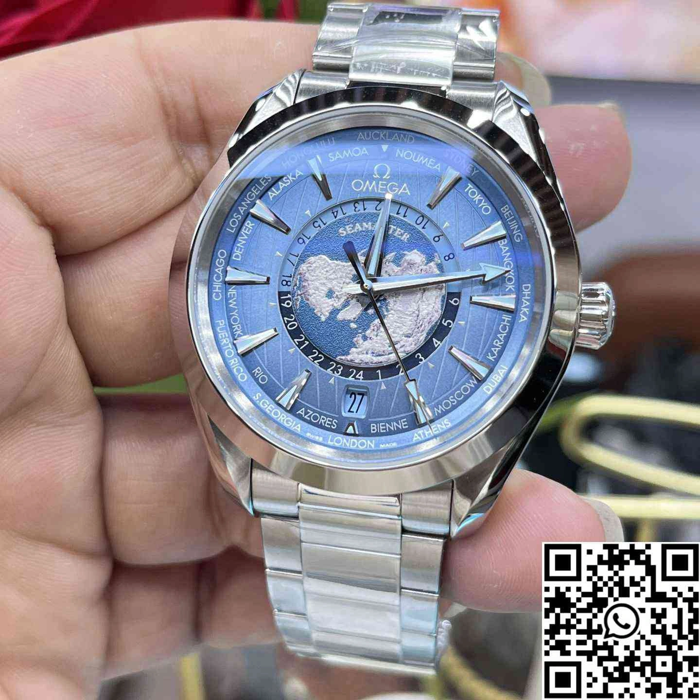 Omega Seamaster Aqua Terra GMT Worldtimer 220.10.43.22.03.001 VS Factory Light Blue Dial