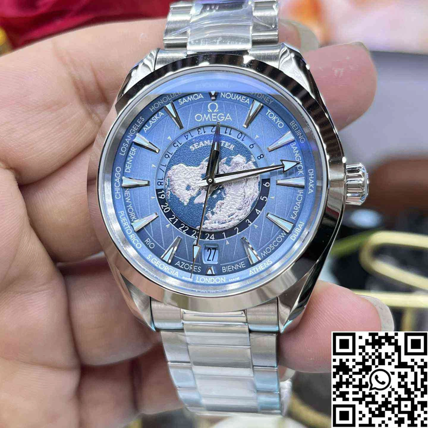 Omega Seamaster Aqua Terra GMT Worldtimer 220.10.43.22.03.001 VS Factory Light Blue Dial