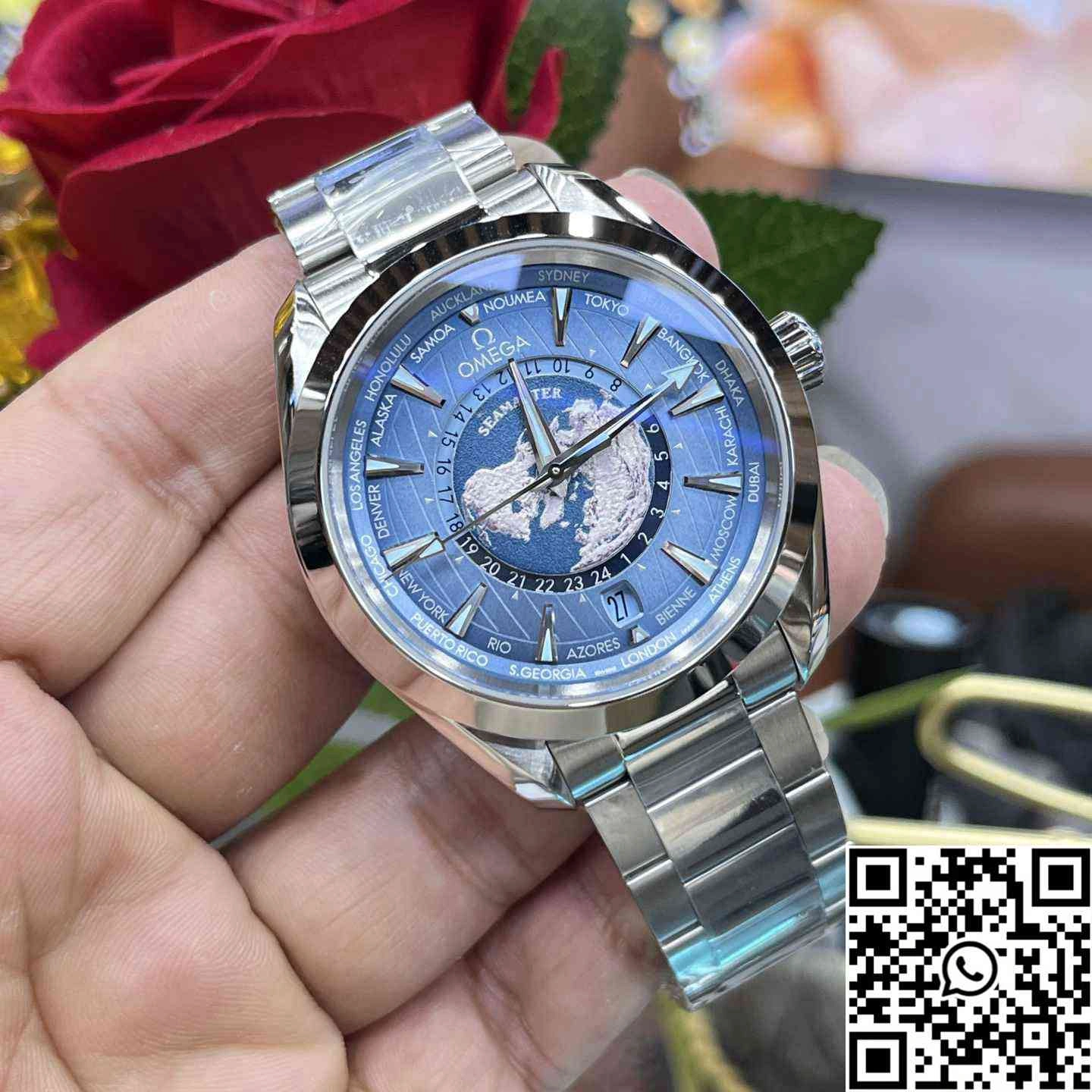 Omega Seamaster Aqua Terra GMT Worldtimer 220.10.43.22.03.001 VS Factory Light Blue Dial