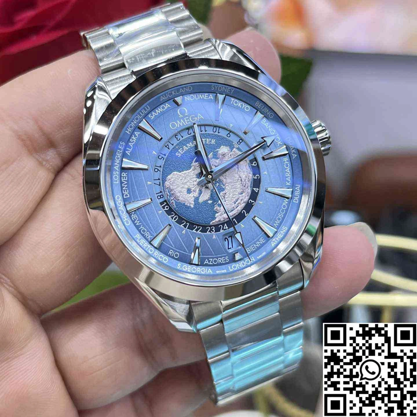 Omega Seamaster Aqua Terra GMT Worldtimer 220.10.43.22.03.001 VS Factory Light Blue Dial