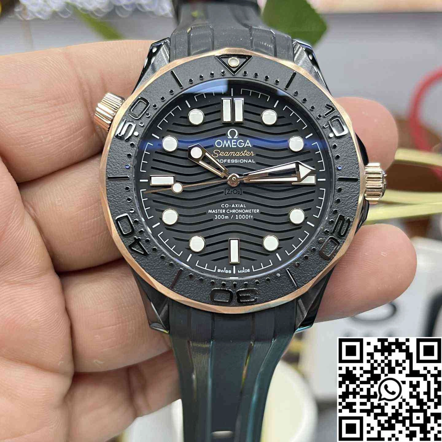 Omega Seamaster Diver 300M 210.62.44.20.01.001 VS Factory Rose Gold Bezel Ceramic Case 43.5mm
