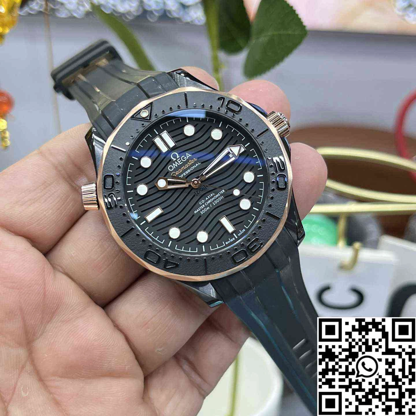 Omega Seamaster Diver 300M 210.62.44.20.01.001 VS Factory Rose Gold Bezel Ceramic Case 43.5mm