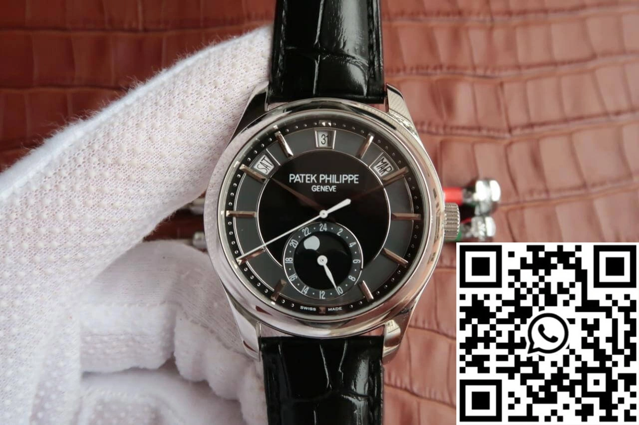 Patek Philippe Annual Calendar 5205R-001 KM Factory Black Dial Cowhide Strap