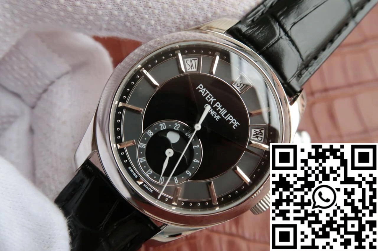 Patek Philippe Annual Calendar 5205R-001 KM Factory Black Dial Cowhide Strap