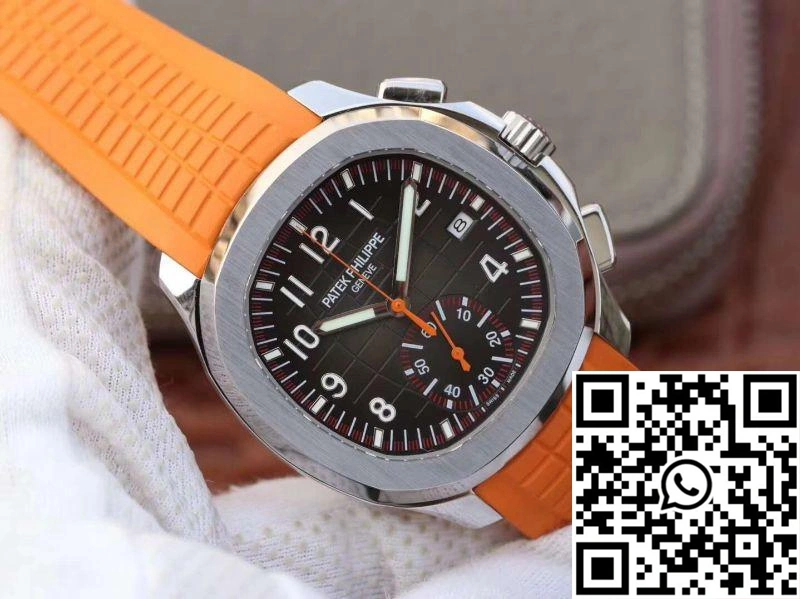 Patek Philippe Aquanaut Chronograph 5968A Orange Rubber Strap Black Dial