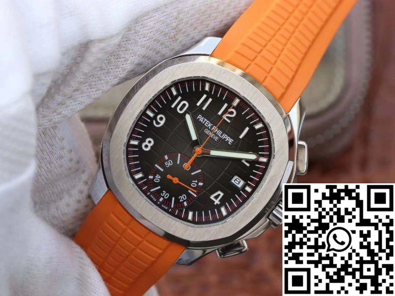 Patek Philippe Aquanaut Chronograph 5968A Orange Rubber Strap Black Dial