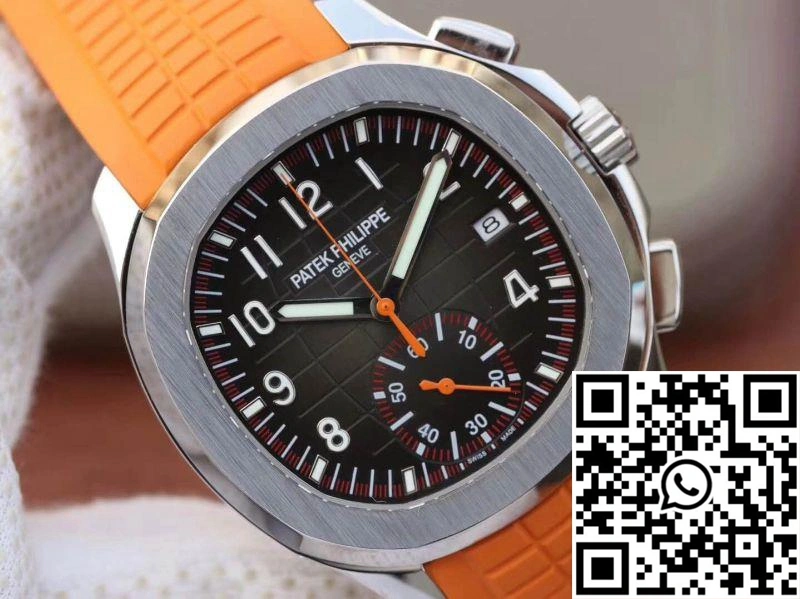 Patek Philippe Aquanaut Chronograph 5968A Orange Rubber Strap Black Dial