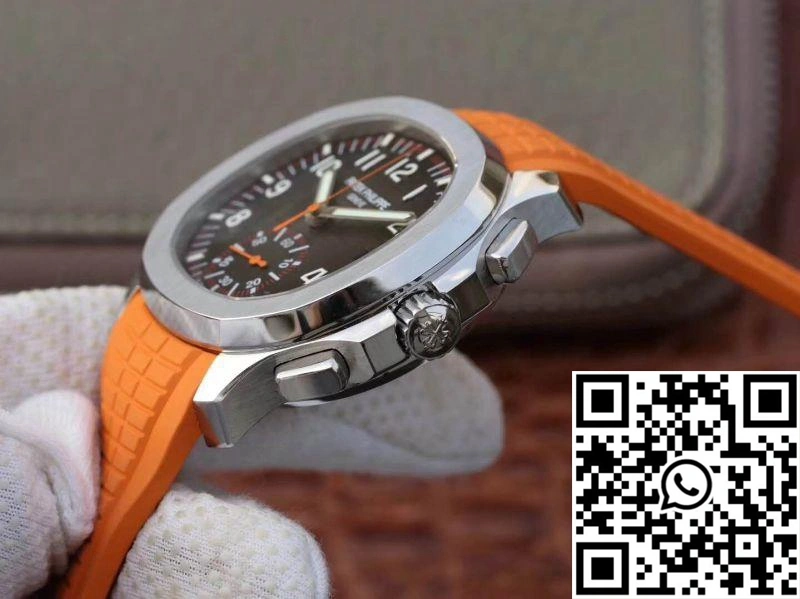 Patek Philippe Aquanaut Chronograph 5968A Orange Rubber Strap Black Dial