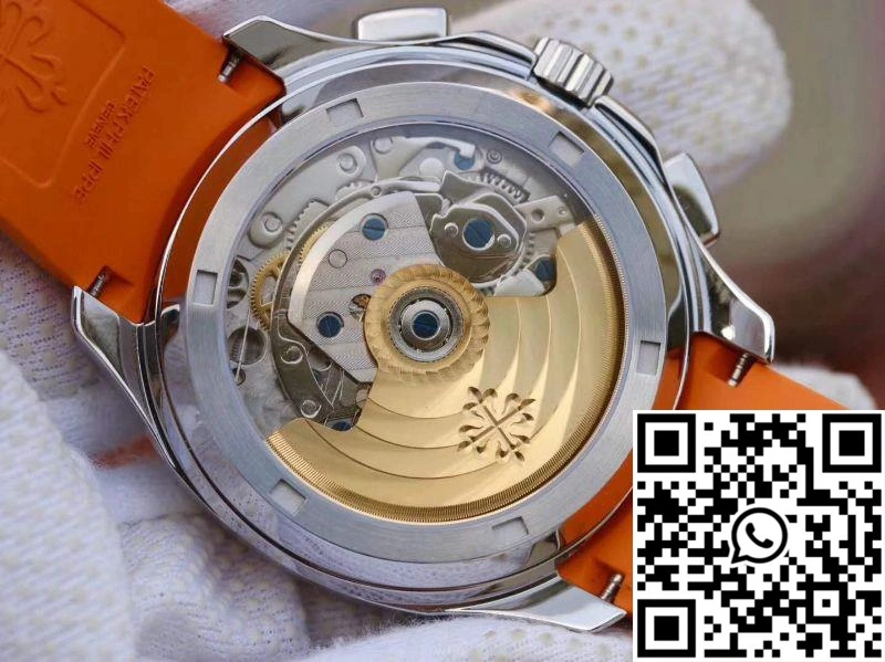 Patek Philippe Aquanaut Chronograph 5968A Orange Rubber Strap Black Dial