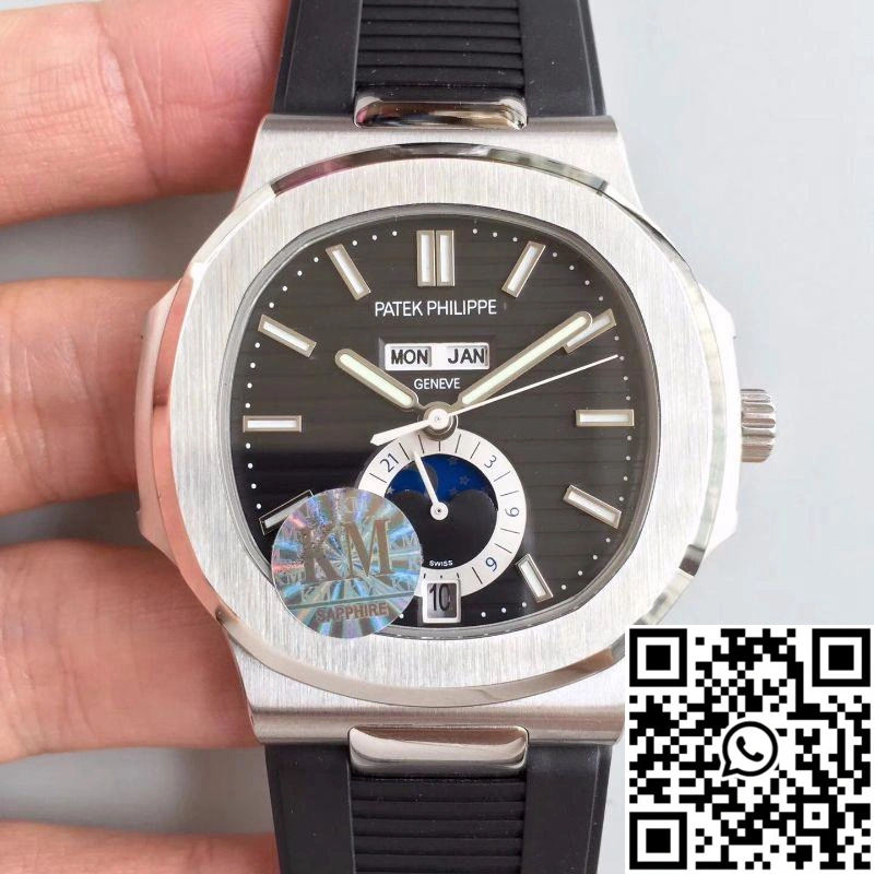 Patek Philippe Nautilus Annual Calendar Moonphase 5726A KM Factory V2 Black Dial