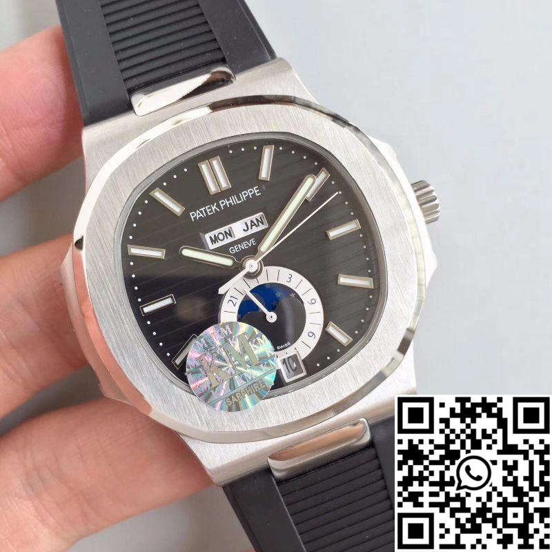 Patek Philippe Nautilus Annual Calendar Moonphase 5726A KM Factory V2 Black Dial